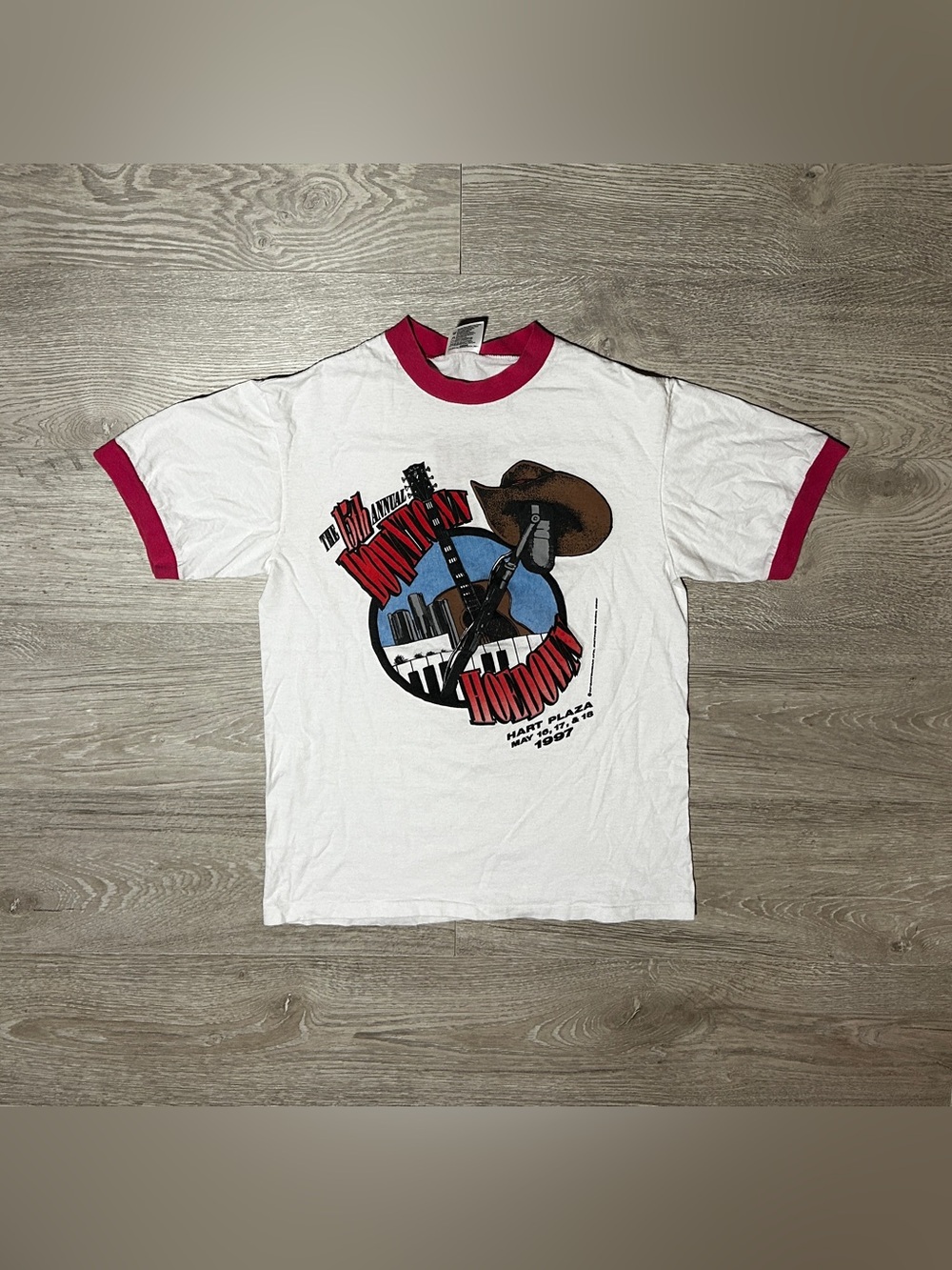 1997 15th Annual Downtown Hoedown Country Festival Vintage Ringer Shirt